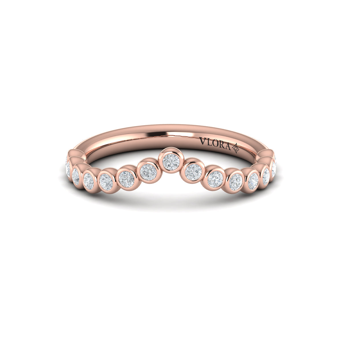 14kt Rose Gold Diamond Contour Womens Wedding Band