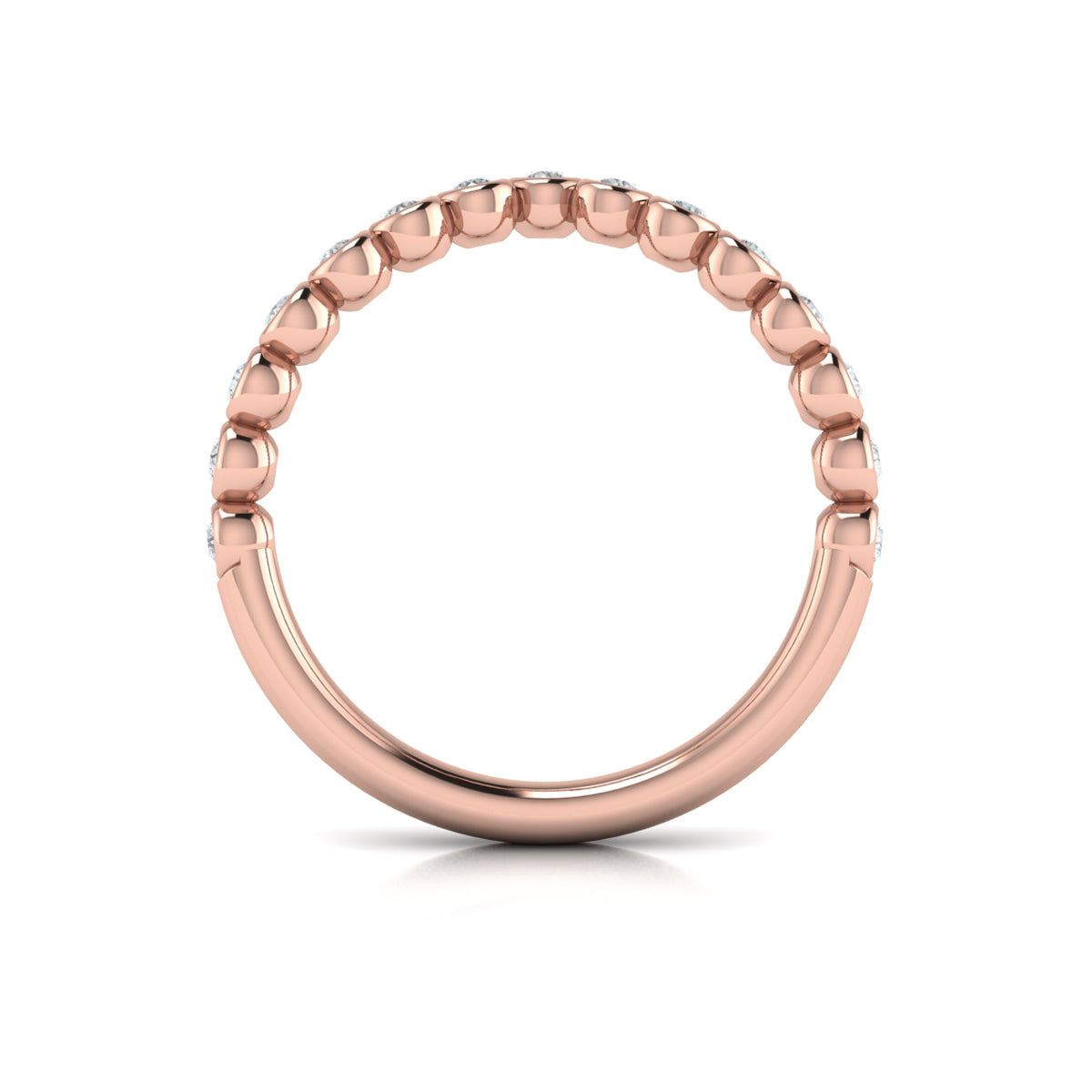 14kt Rose Gold Diamond Contour Womens Wedding Band