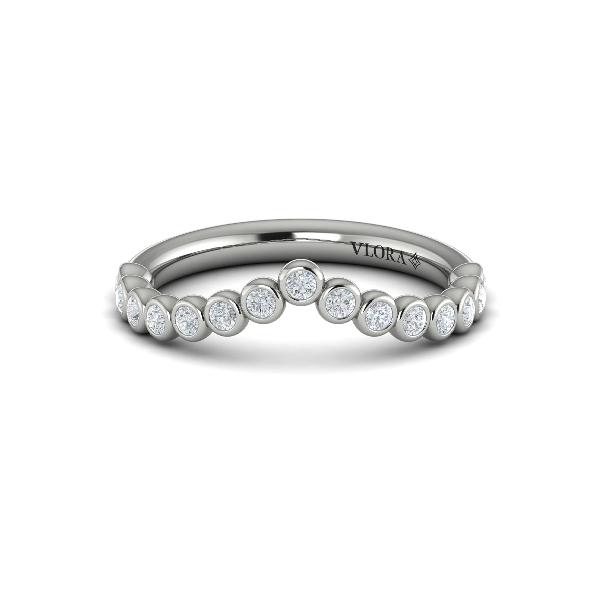 14K White Gold Diamond Contour Wedding Band for Women