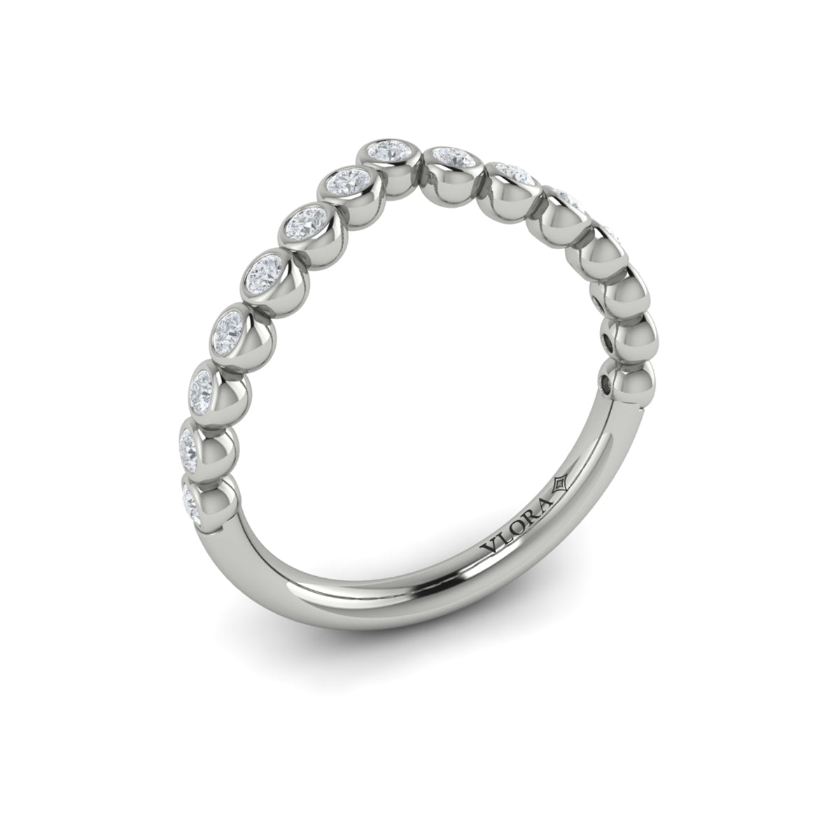 14K White Gold Diamond Contour Wedding Band for Women