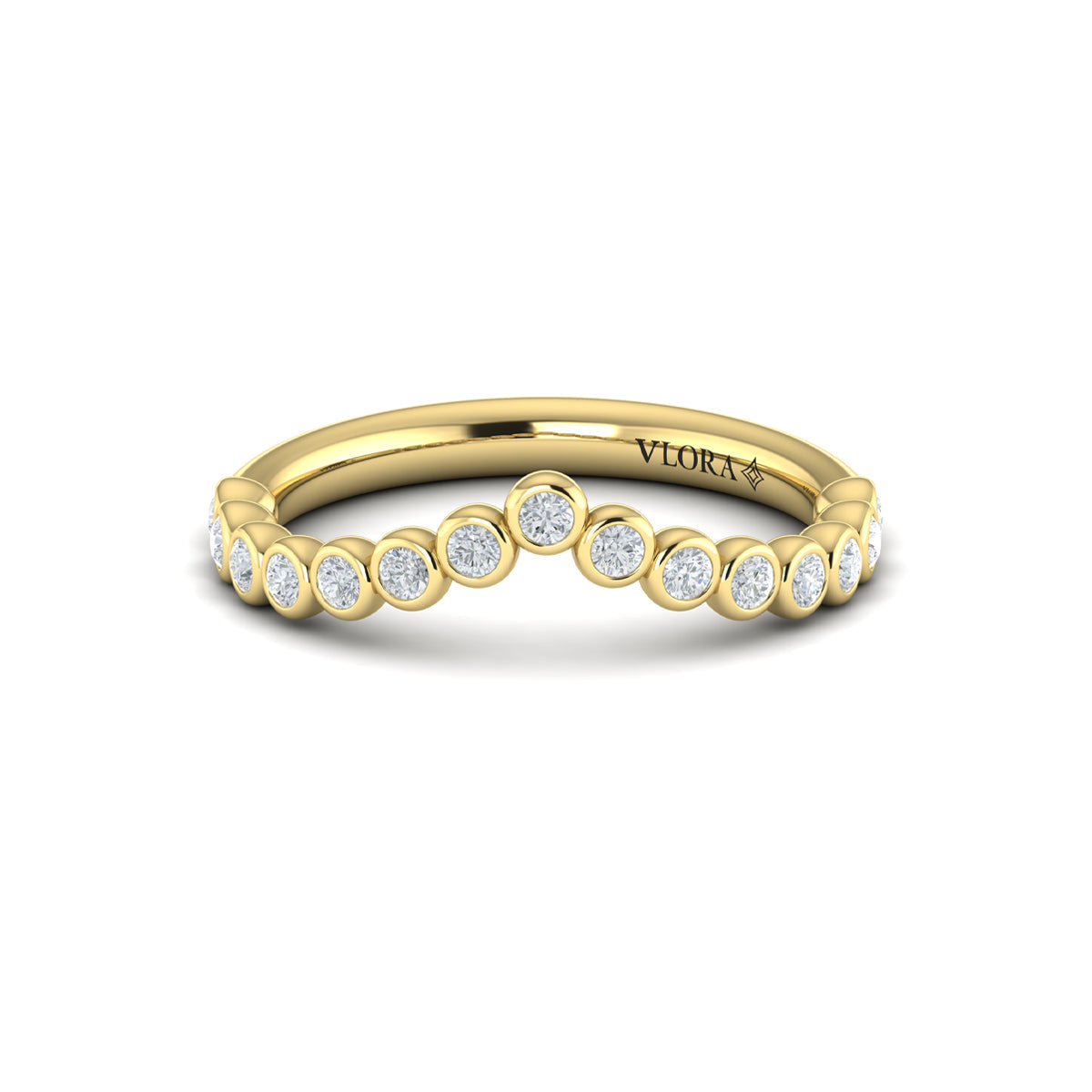 14kt Yellow Gold Diamond Womens Contour Wedding Band