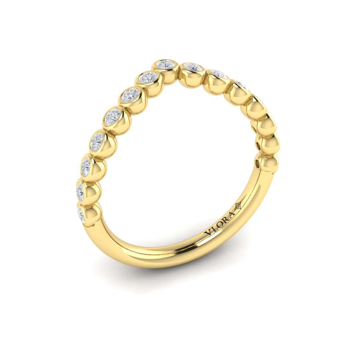 14kt Yellow Gold Diamond Womens Contour Wedding Band