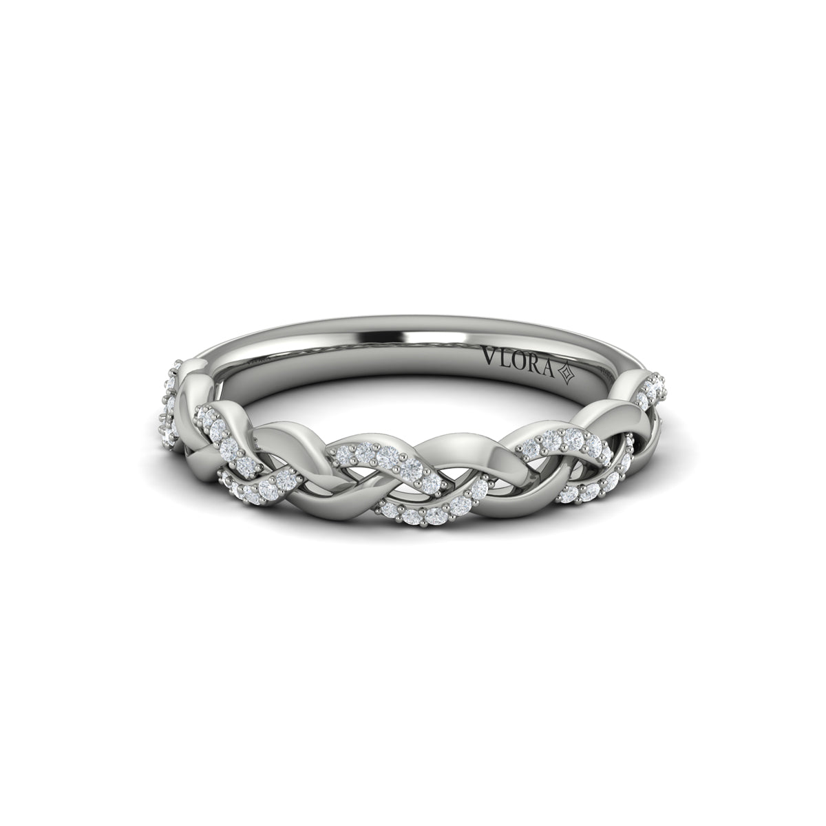 14K White Gold Diamond Stackable Wedding Band