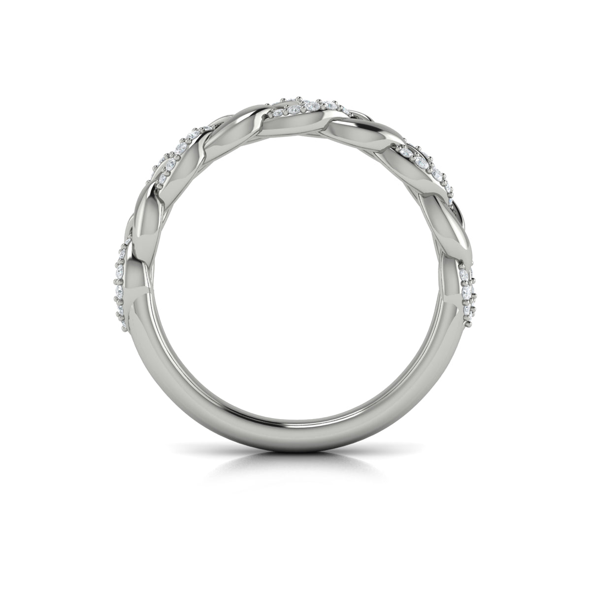 14K White Gold Diamond Stackable Wedding Band