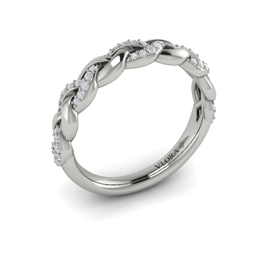 14K White Gold Diamond Stackable Wedding Band