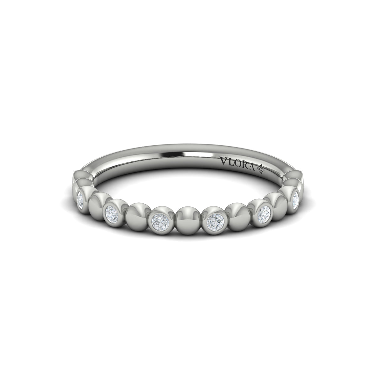 14K White Gold Diamond Stackable Wedding Band