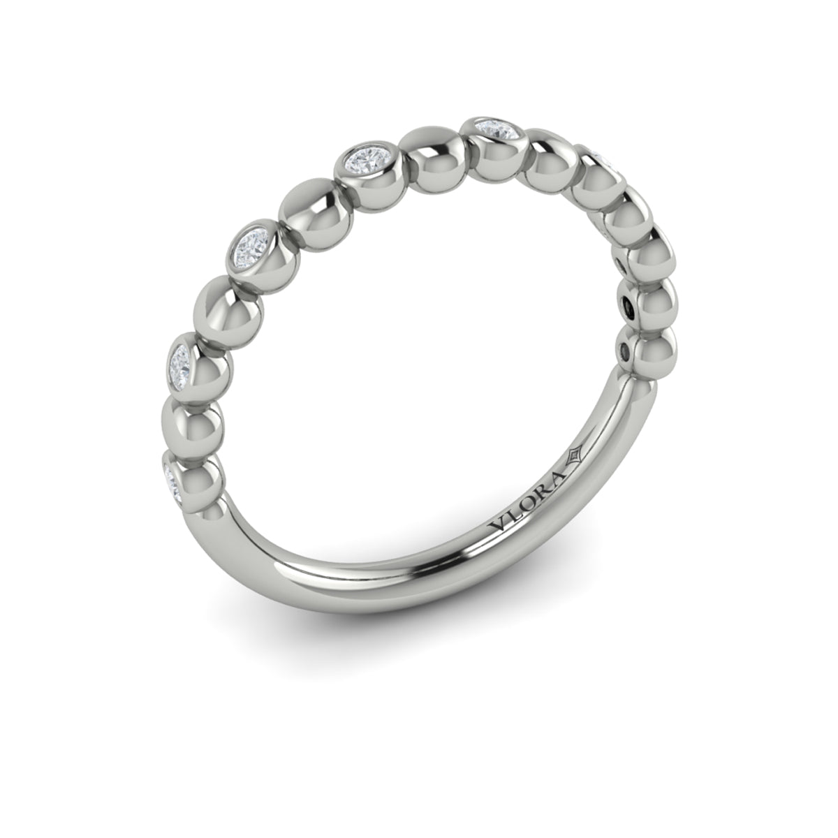 14K White Gold Diamond Stackable Wedding Band