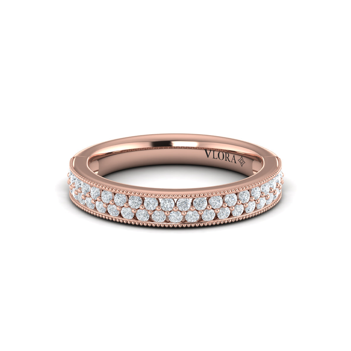 18kt Rose Gold Diamond Womens Stackable Wedding Band