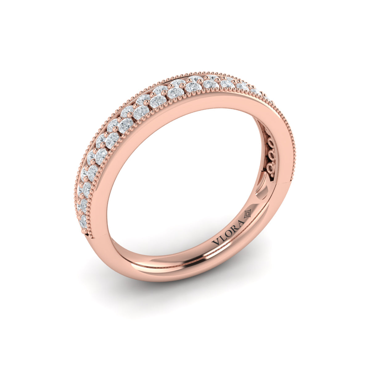 18kt Rose Gold Diamond Womens Stackable Wedding Band