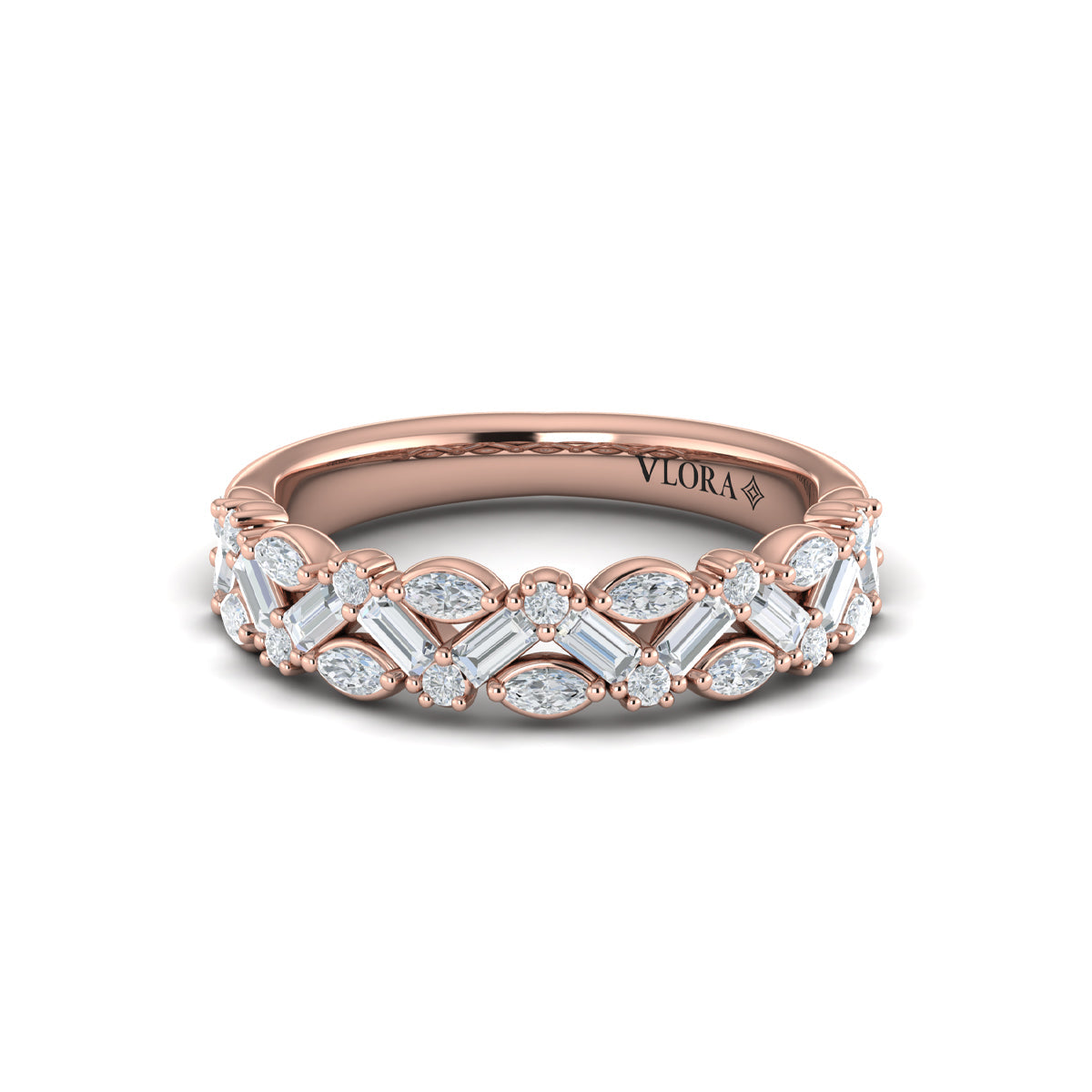 14kt Rose Gold Diamond Stackable Womens Wedding Band