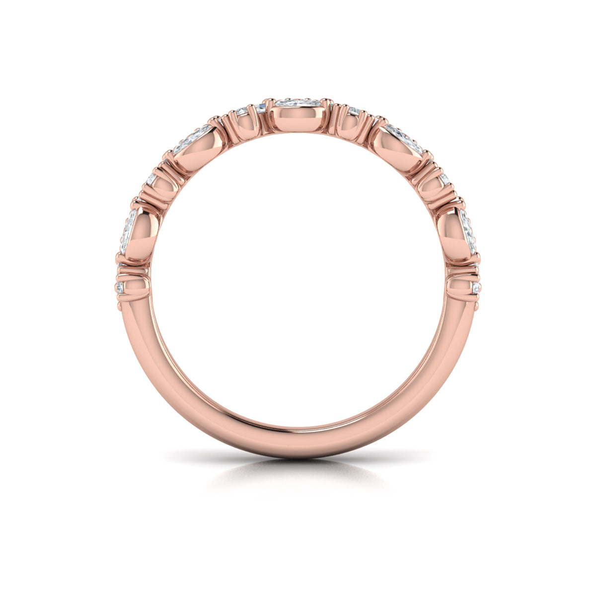 14kt Rose Gold Diamond Stackable Womens Wedding Band