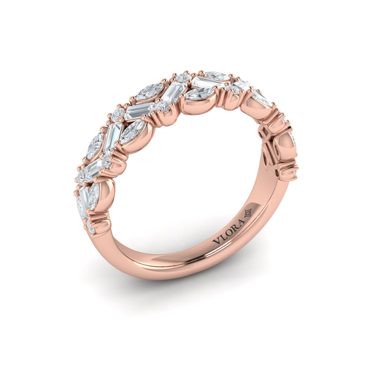14kt Rose Gold Diamond Stackable Womens Wedding Band