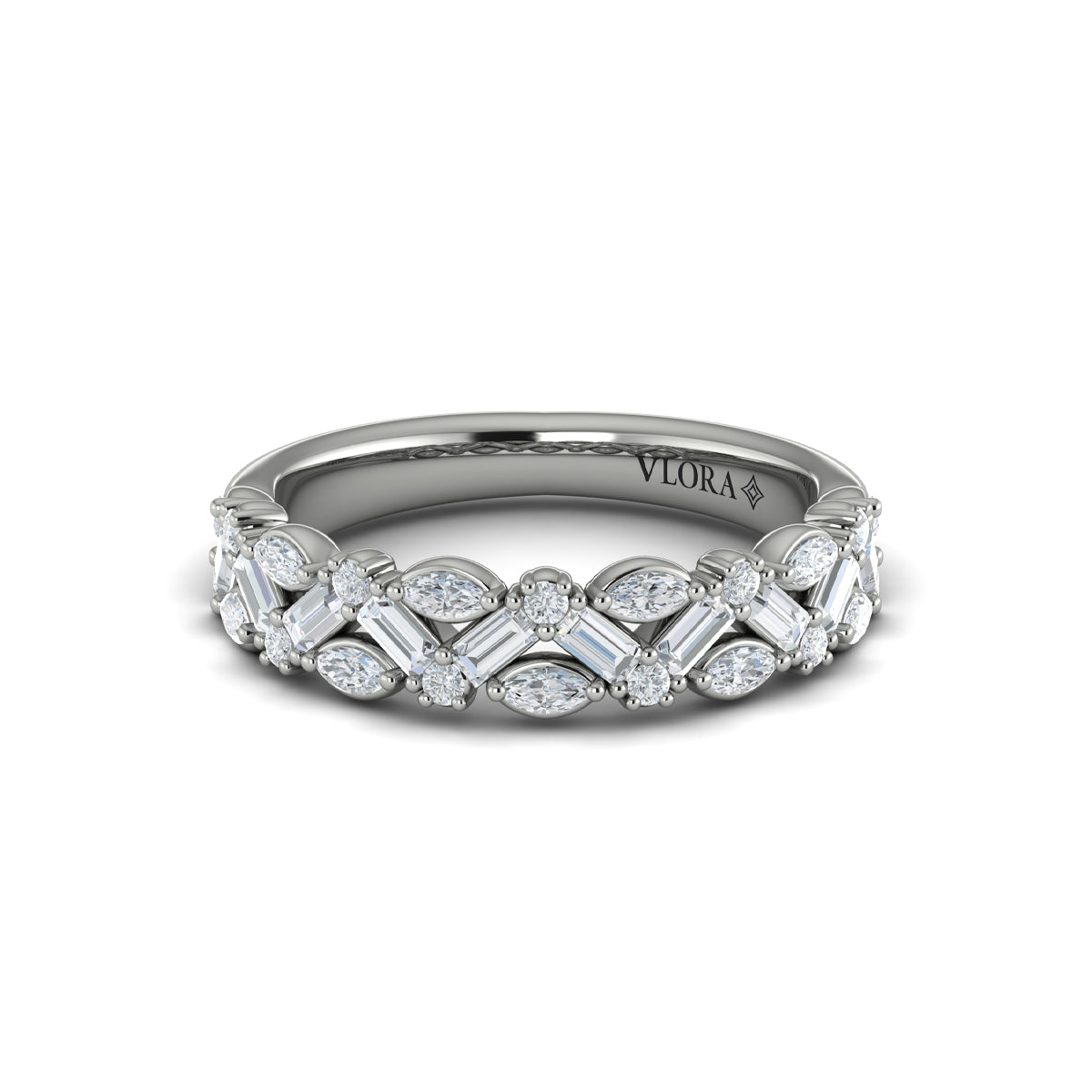 14K White Gold Diamond Stackable Wedding Band