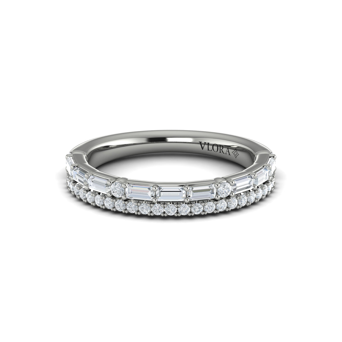 14K White Gold Diamond Stackable Wedding Band