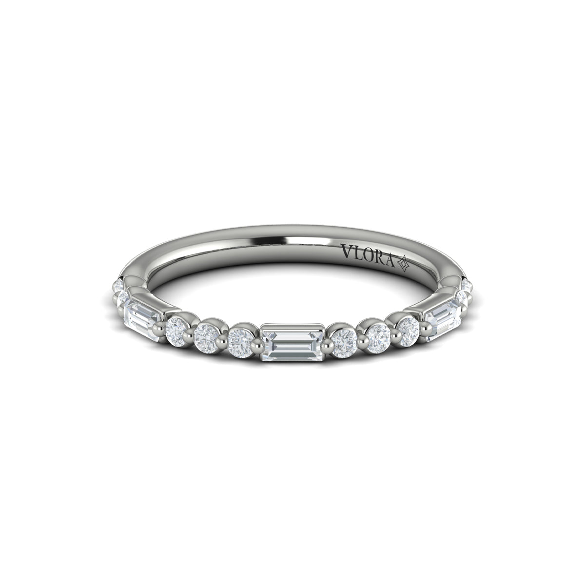 14K White Gold Diamond Stackable Wedding Band