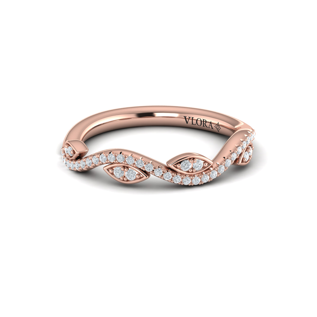 18kt Rose Gold Diamond Stackable Womens Wedding Band