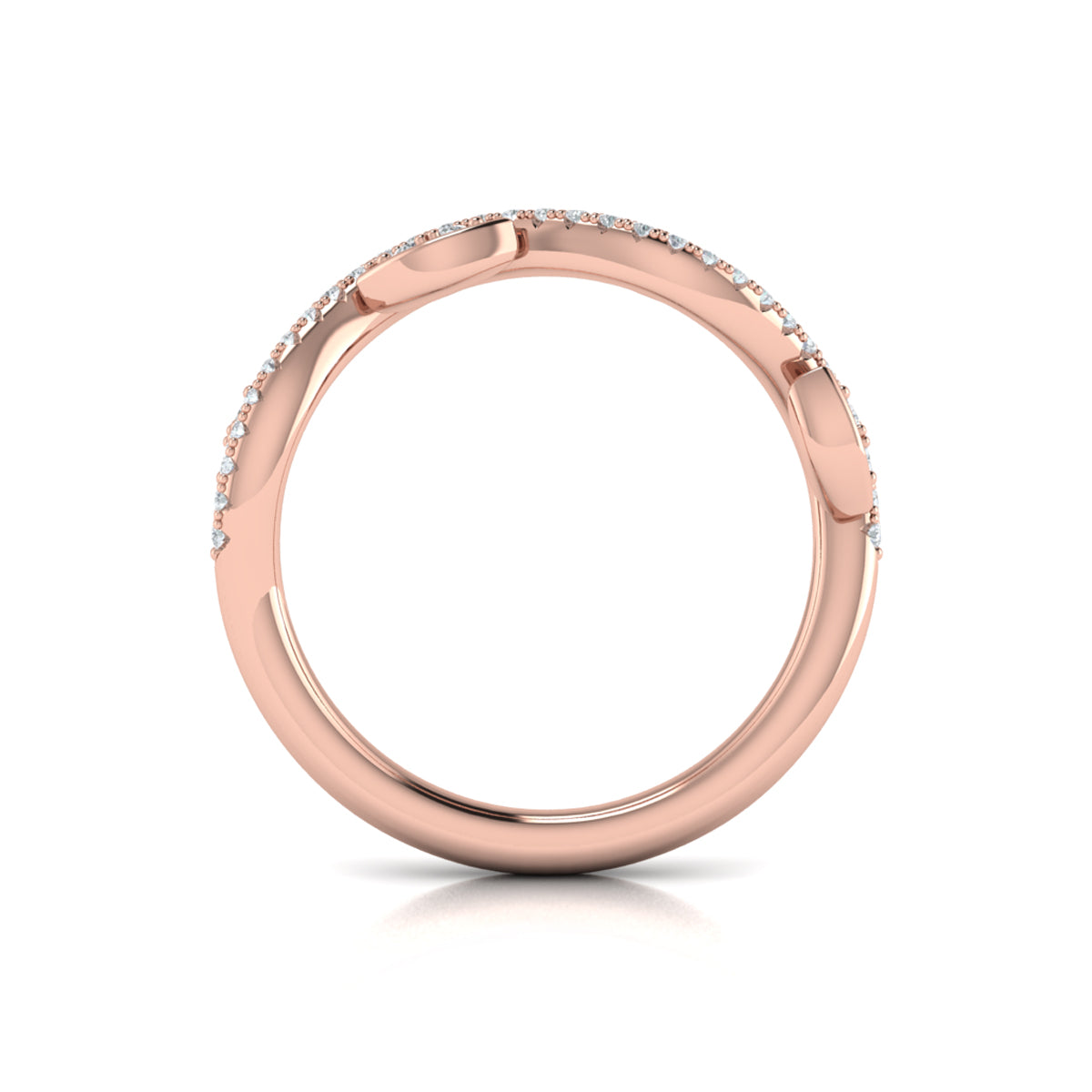 18kt Rose Gold Diamond Stackable Womens Wedding Band