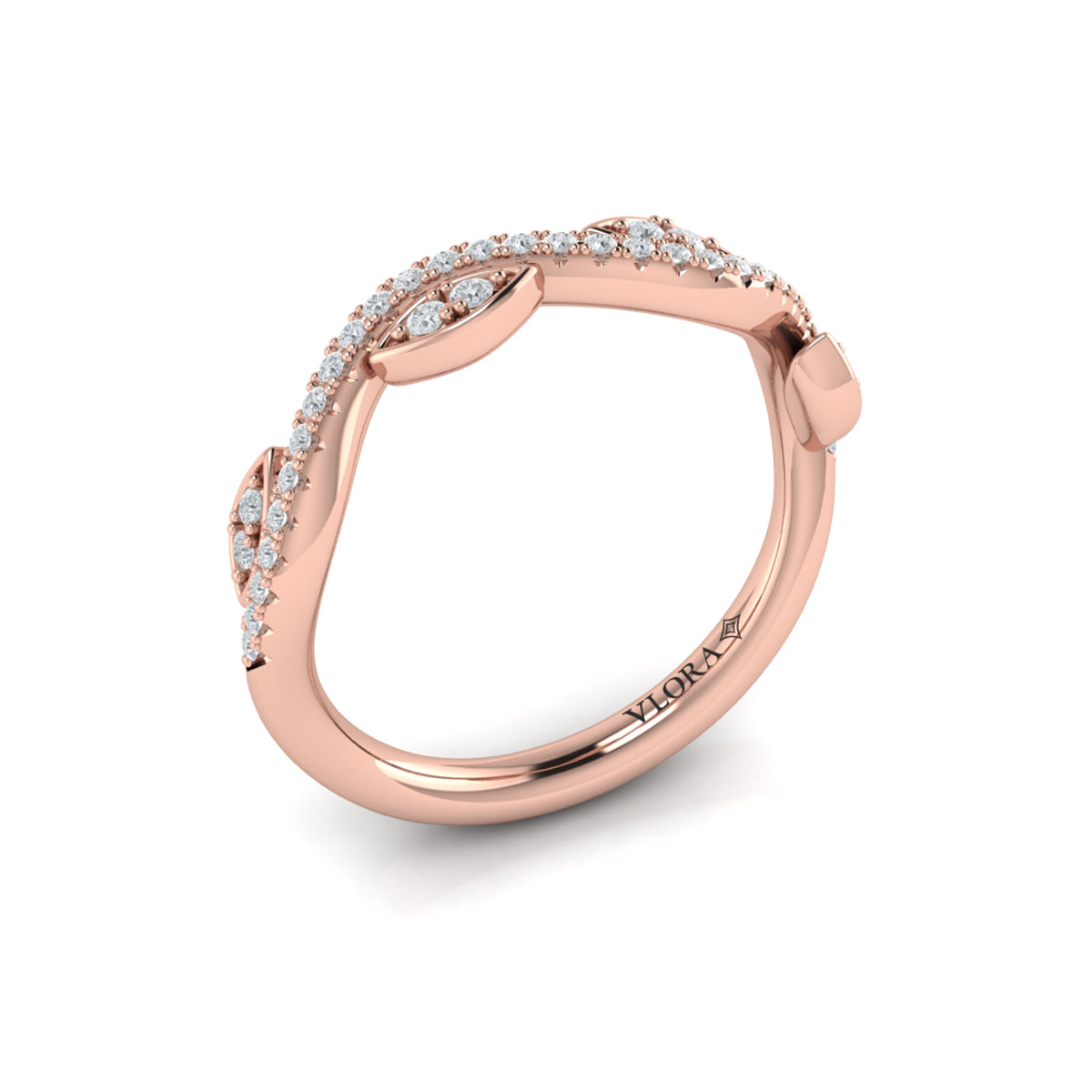 18kt Rose Gold Diamond Stackable Womens Wedding Band