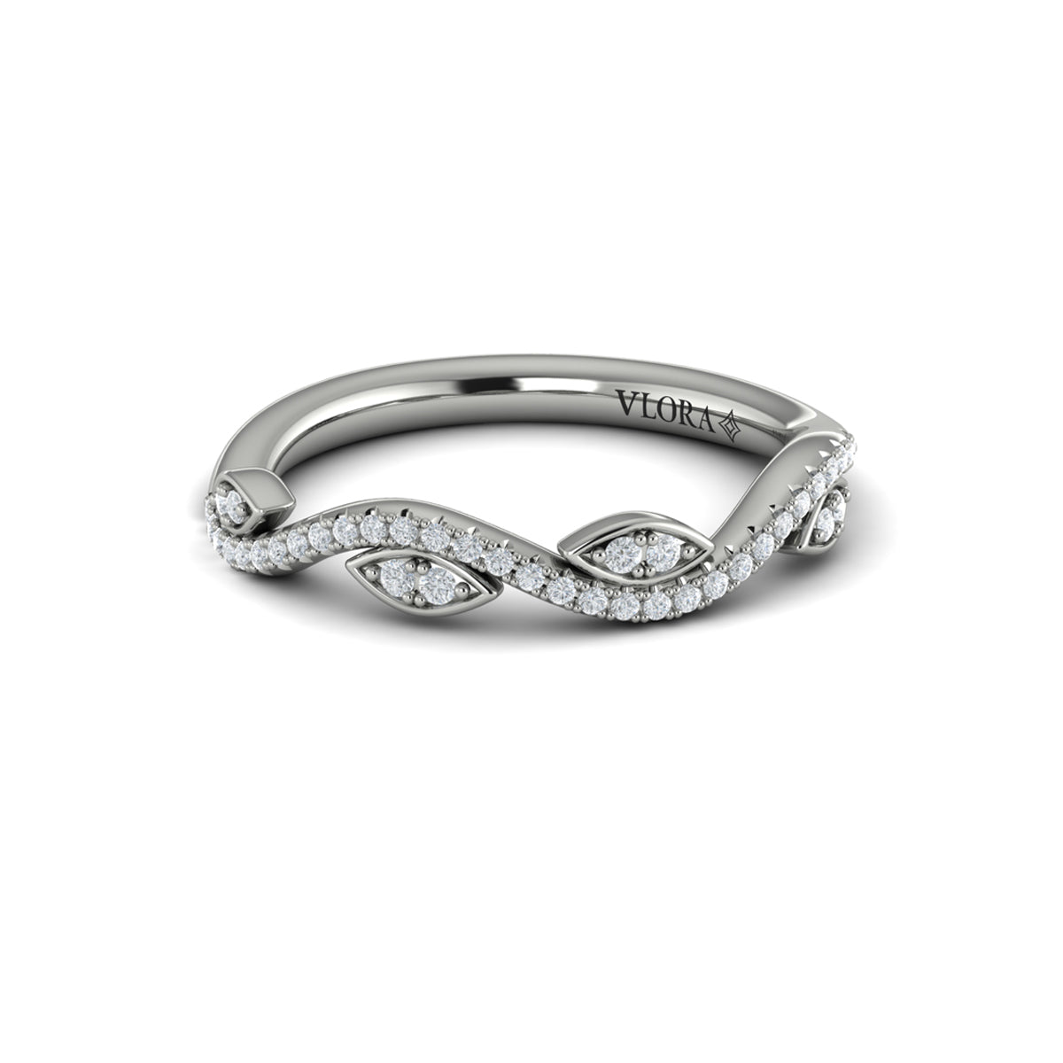 14K White Gold Diamond Stackable Wedding Band