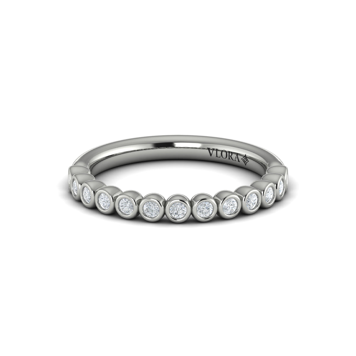 14K White Gold Diamond Stackable Wedding Band