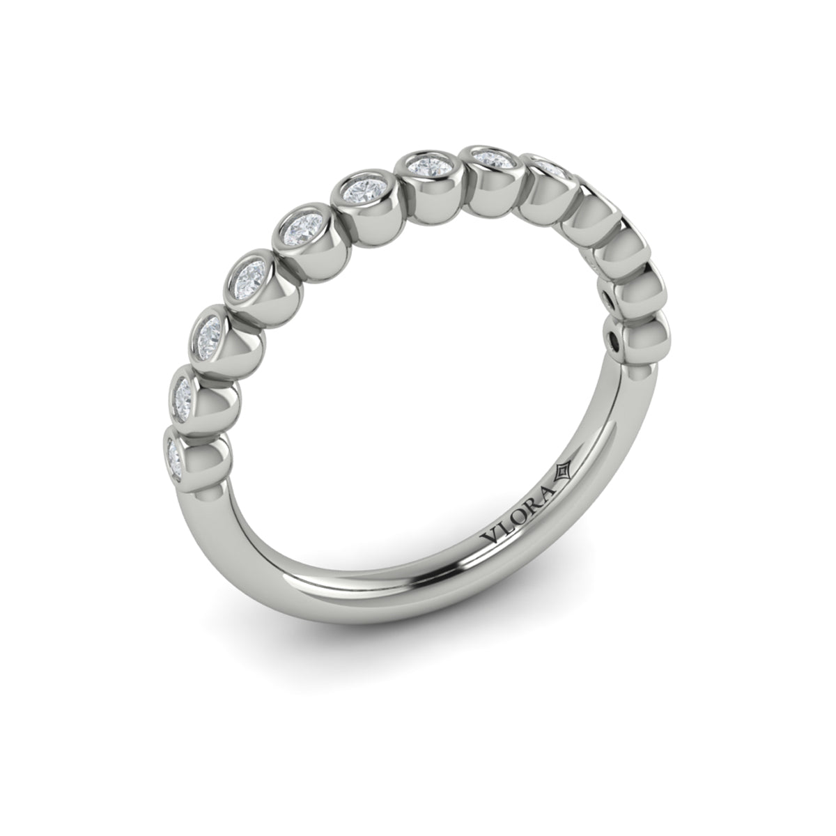 14K White Gold Diamond Stackable Wedding Band