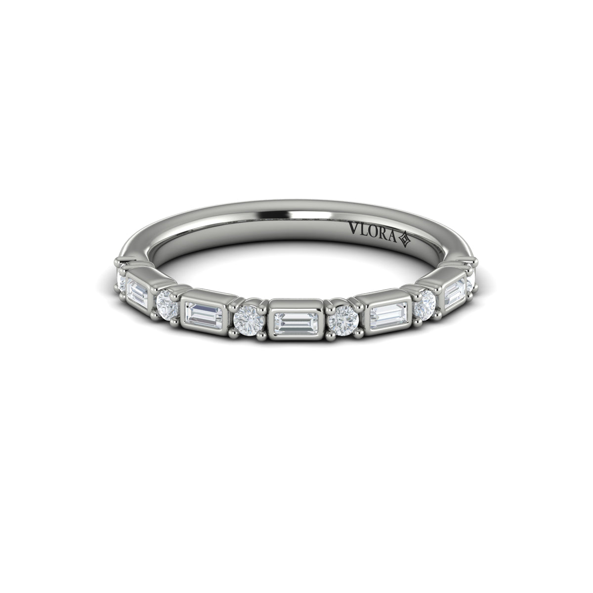 14K White Gold Diamond Stackable Wedding Band