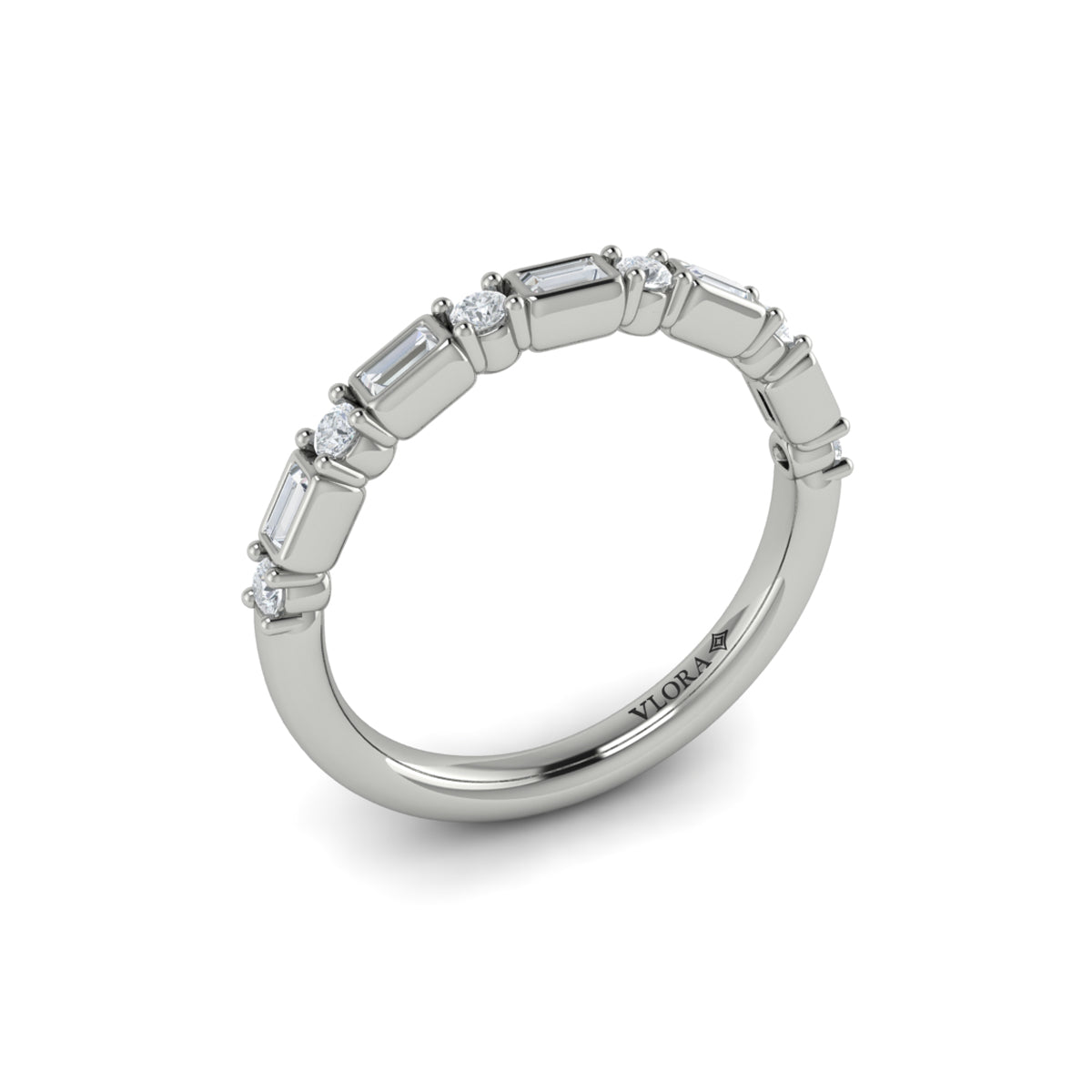 14K White Gold Diamond Stackable Wedding Band