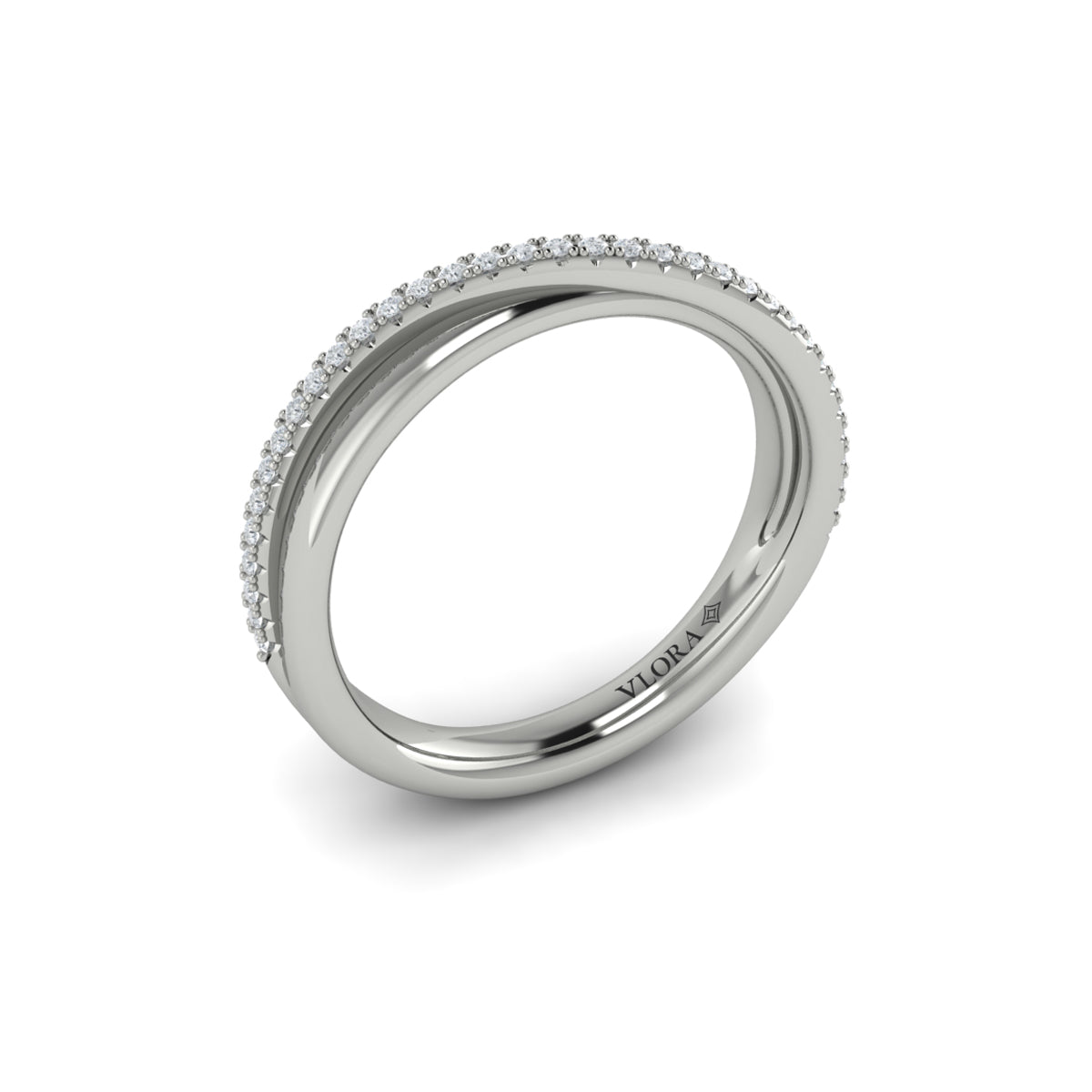 14K White Gold Diamond Stackable Wedding Band