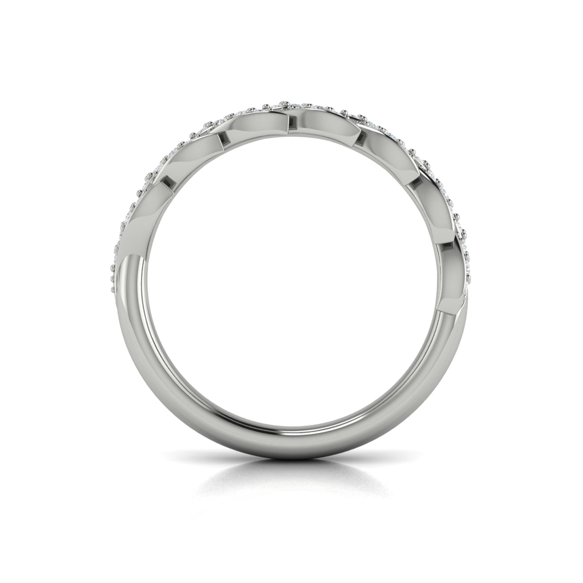 14K White Gold Diamond Stackable Wedding Band