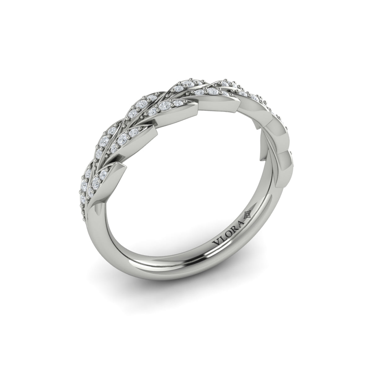 14K White Gold Diamond Stackable Wedding Band
