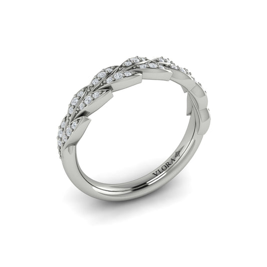14K White Gold Diamond Stackable Wedding Band