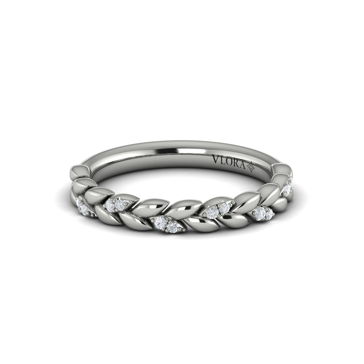 14K White Gold Diamond Stackable Wedding Band