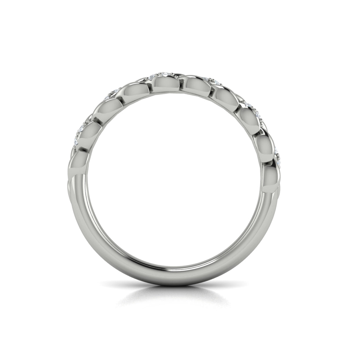14K White Gold Diamond Stackable Wedding Band