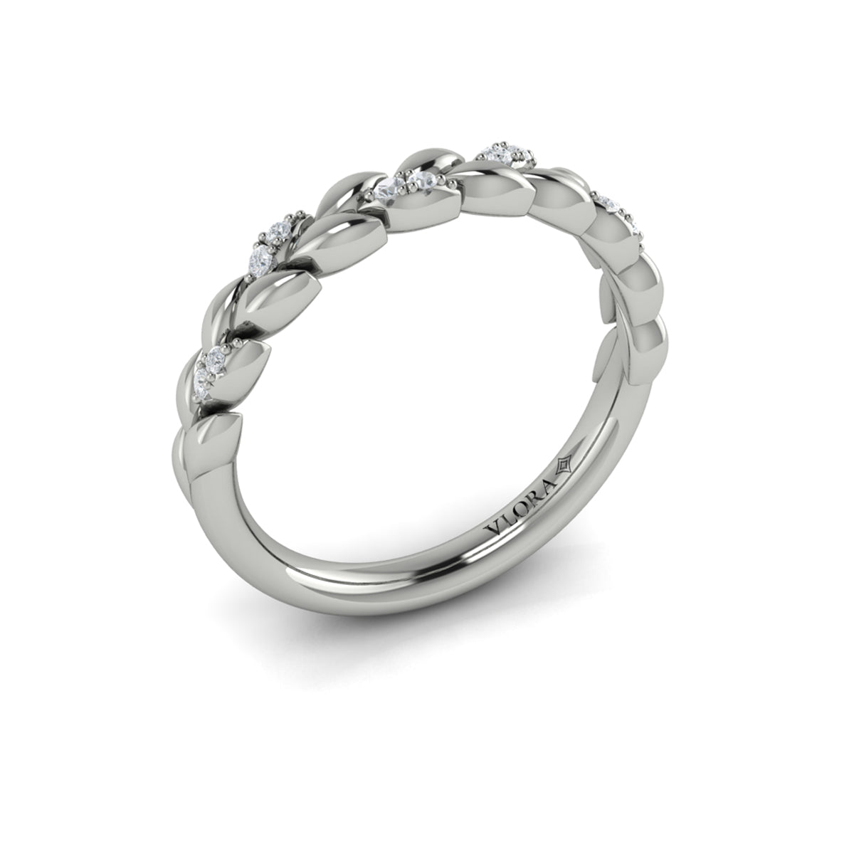 14K White Gold Diamond Stackable Wedding Band