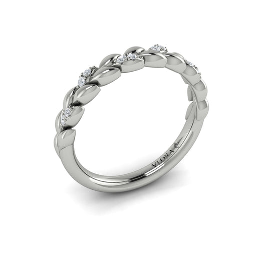 14K White Gold Diamond Stackable Wedding Band