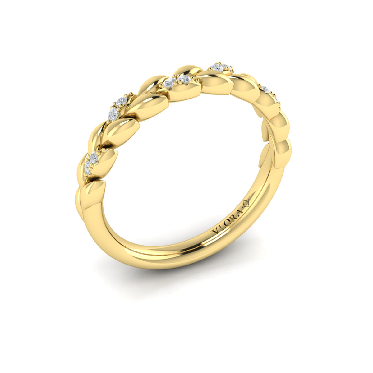 18kt Yellow Gold Diamond Stackable Wedding Band