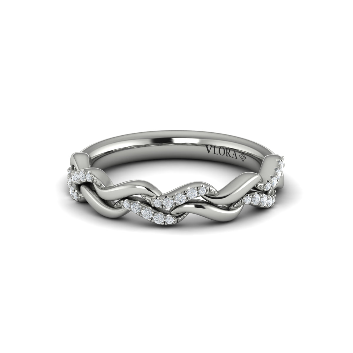 14K White Gold Diamond Stackable Wedding Band
