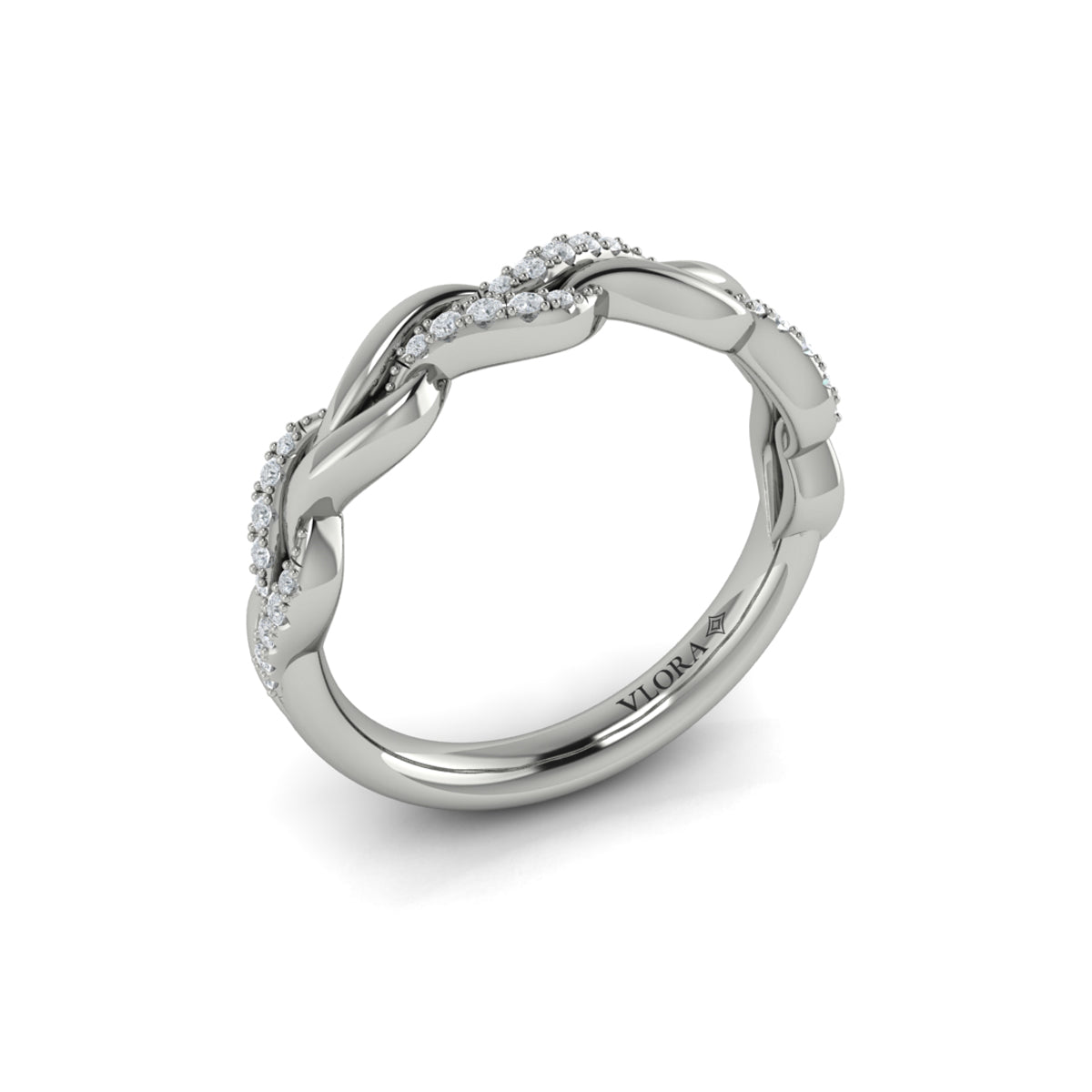 14K White Gold Diamond Stackable Wedding Band