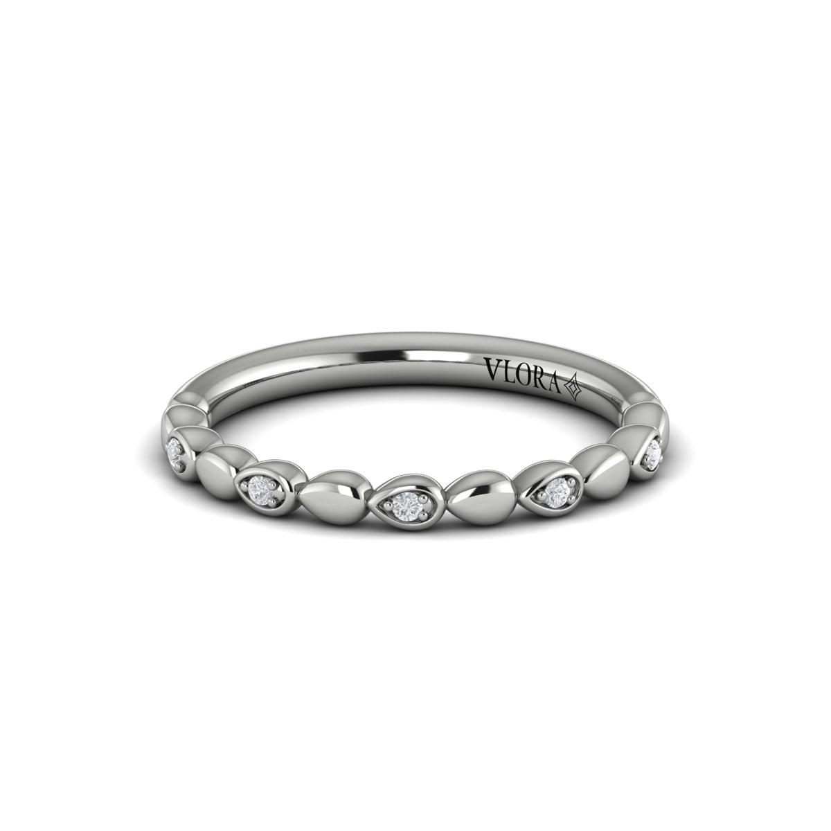 14K White Gold Diamond Stackable Wedding Band