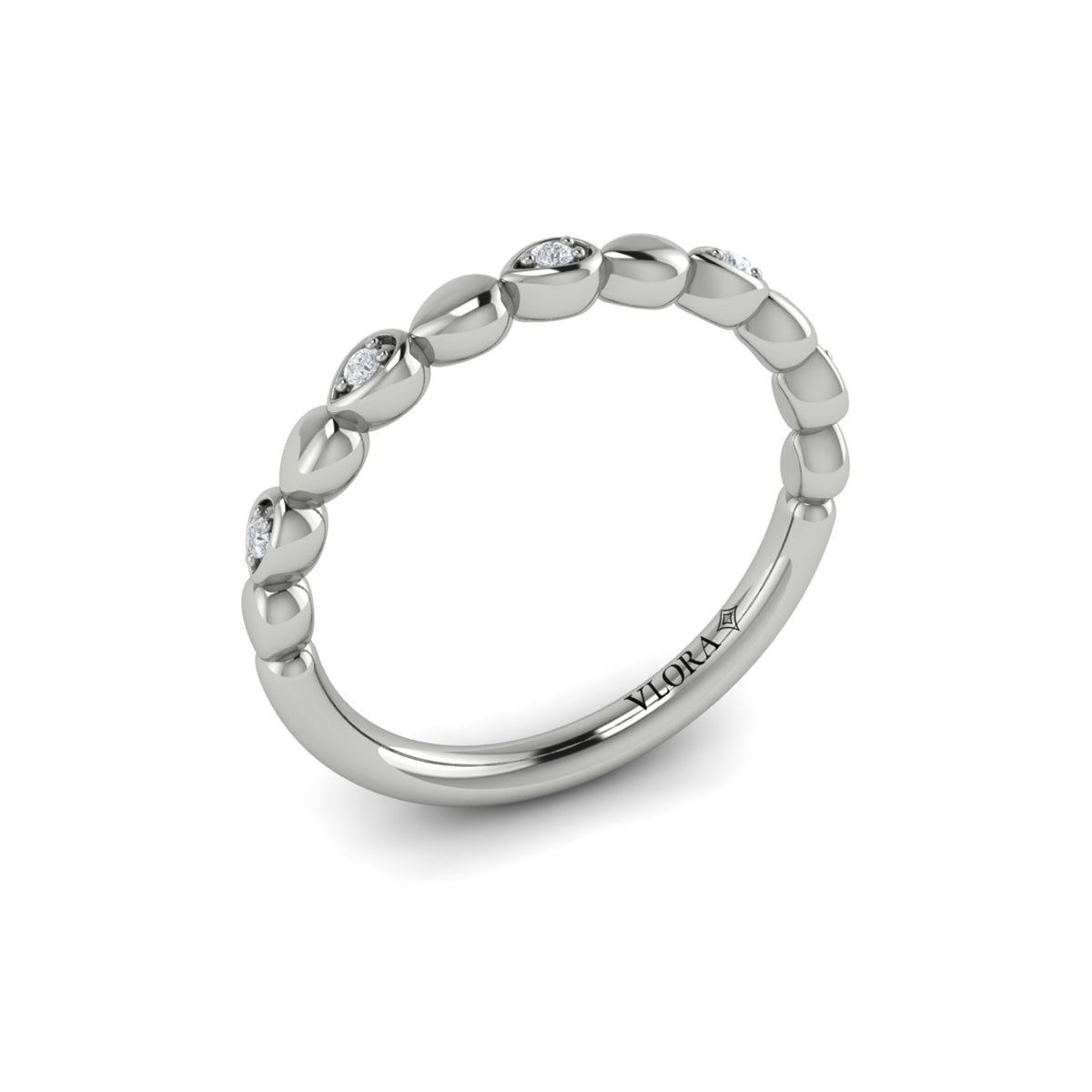 14K White Gold Diamond Stackable Wedding Band