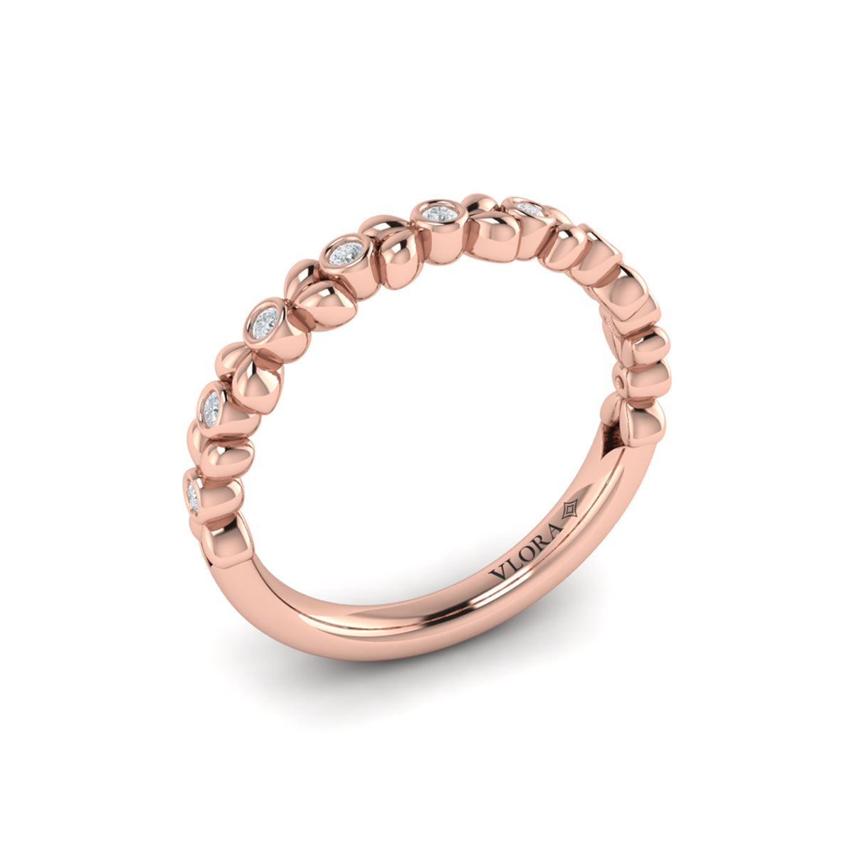 18kt Rose Gold Diamond Stackable Wedding Band
