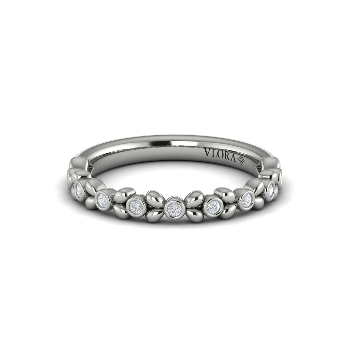 14K White Gold Diamond Stackable Wedding Band