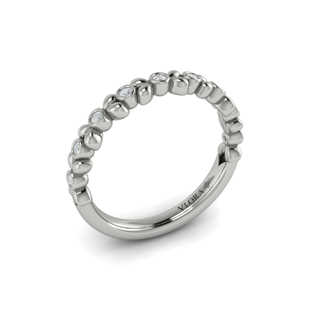 14K White Gold Diamond Stackable Wedding Band