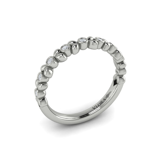 14K White Gold Diamond Stackable Wedding Band