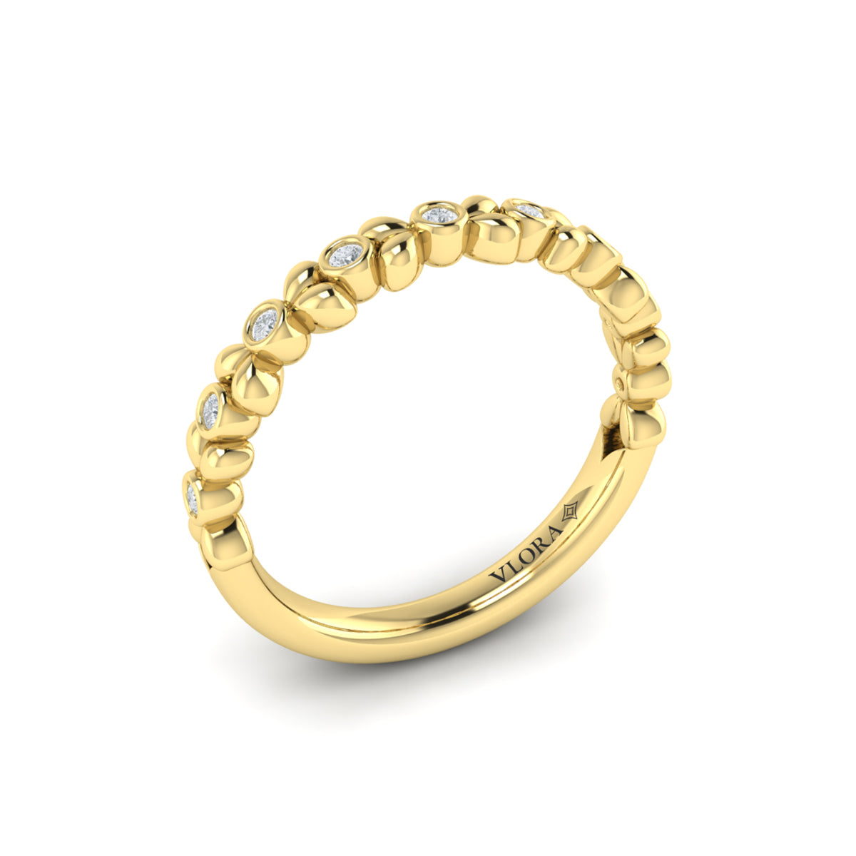 18kt Yellow Gold Diamond Stackable Wedding Band