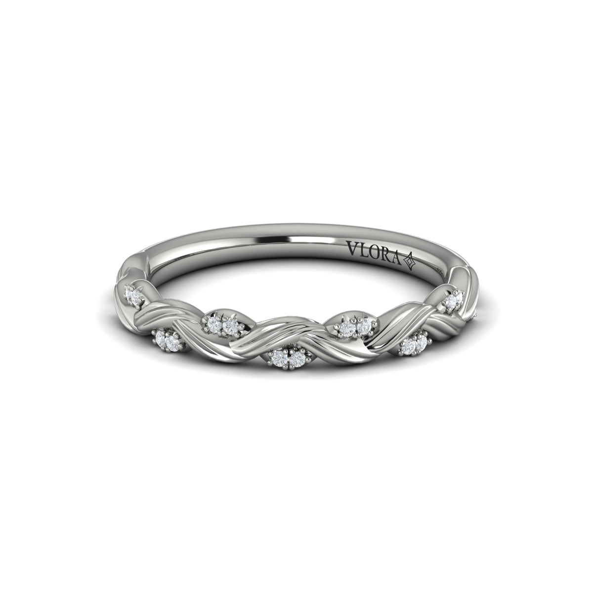 14K White Gold Diamond Stackable Wedding Band