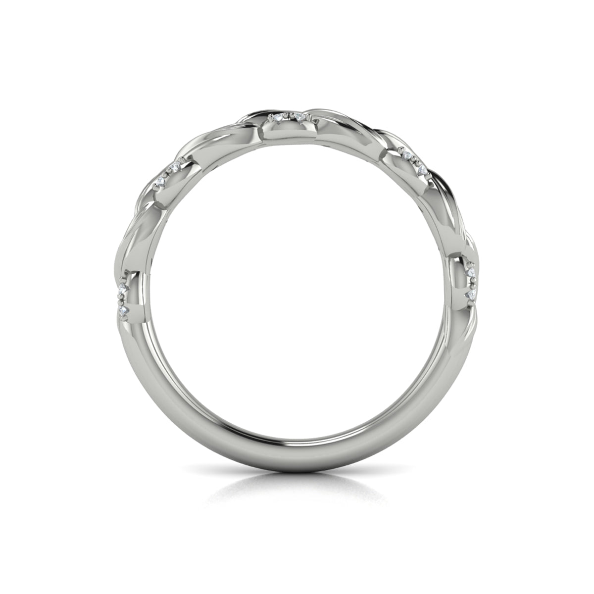 14K White Gold Diamond Stackable Wedding Band
