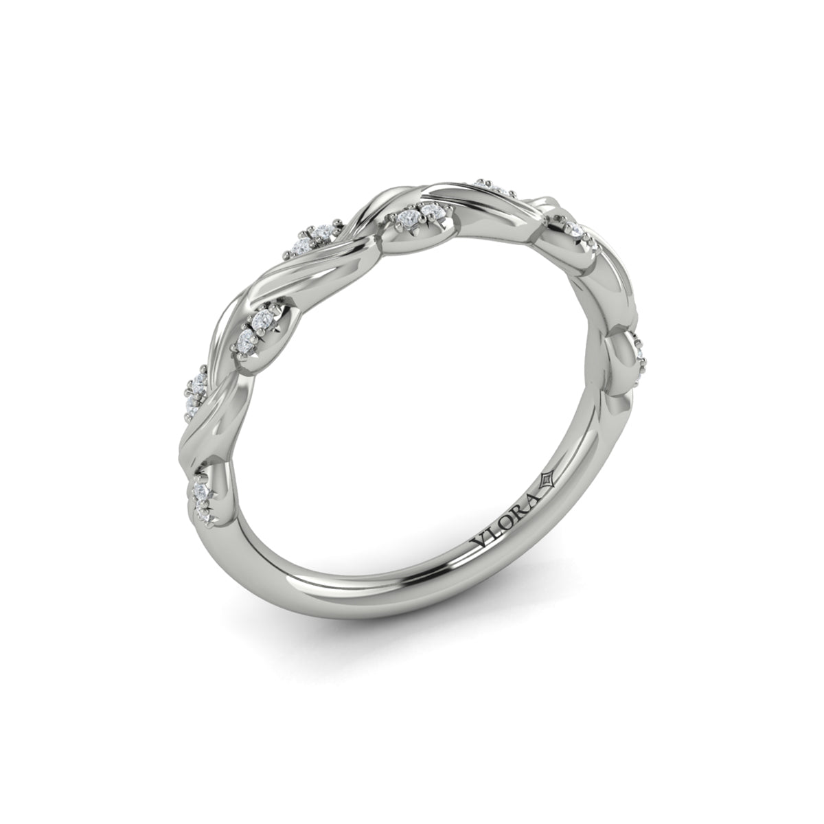 14K White Gold Diamond Stackable Wedding Band