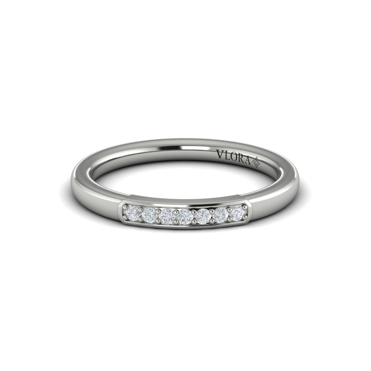 14K White Gold Diamond Stackable Wedding Band