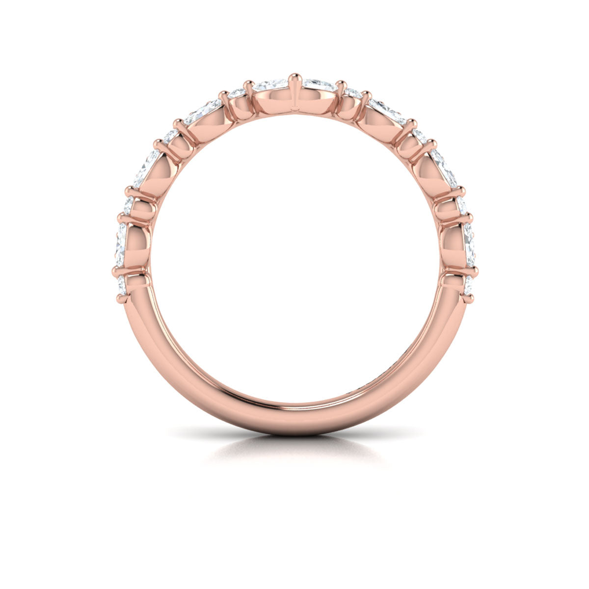 14kt Rose Gold Diamond Contour Womens Wedding Band